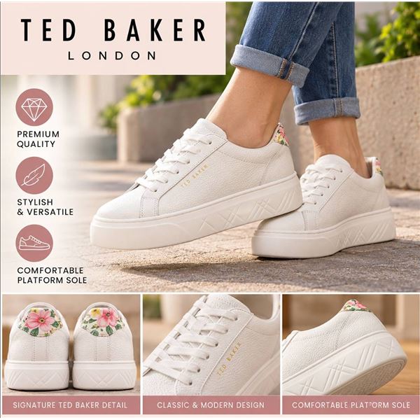 Ted Baker White Leather Sneakers Size 7