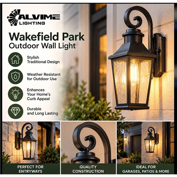 ALVIME Outdoor Wall Light HY90041BK New