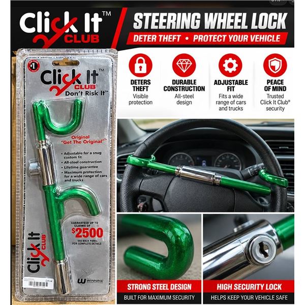 Click It Club Steering Wheel Lock Green