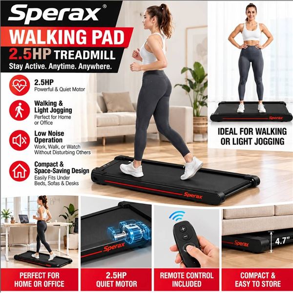 Sperax Walking Pad 2.5HP Treadmill, New