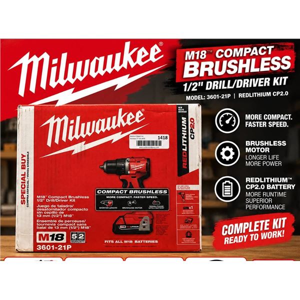 Milwaukee M18 3601-21P Compact Brushless Kit