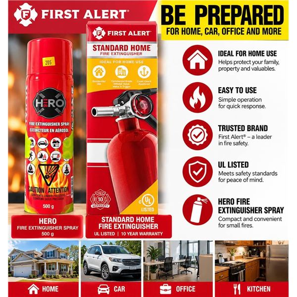 First Alert Extinguisher & HERO 911 Spray Set