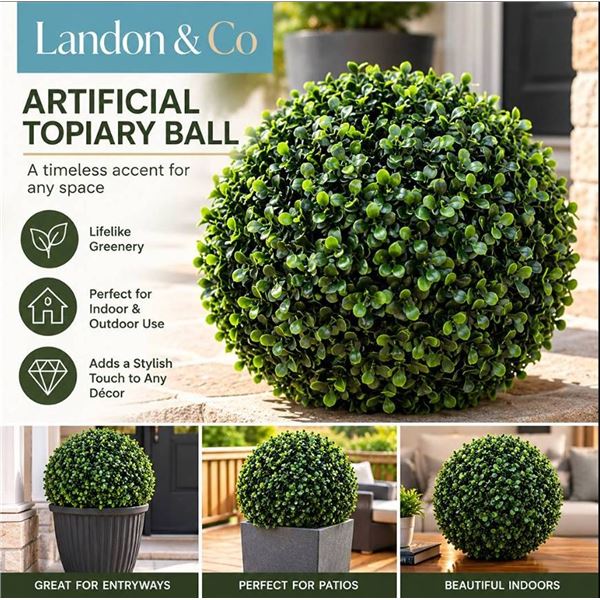 Landon & Co. Artificial Topiary Ball 15-Inch