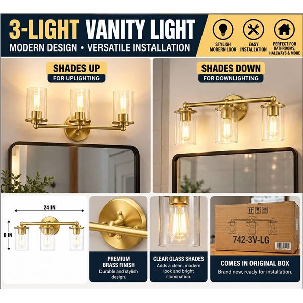 Z-Lite 742-3V-LG Luxe Gold 3-Light Vanity