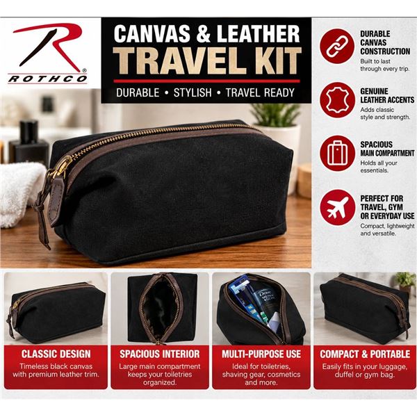 Rothco Canvas & Leather Travel Kit Black