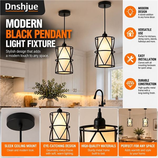 Dnshjue Modern Black Pendant Light Fixture