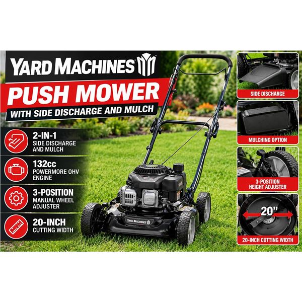 Yard Machines 20" 3-Position Push Mower New