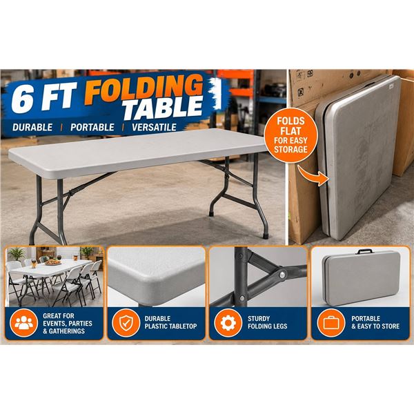 Plastic Folding Table with Carry Handle