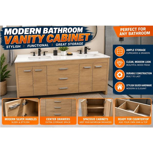 Wood Bathroom Vanity Cabinet 59x19.5x33.5in