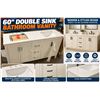 Image 1 : Double Sink White Bathroom Vanity 60x20x39in