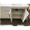 Image 7 : Double Sink White Bathroom Vanity 60x20x39in