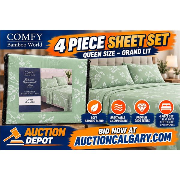 Comfy Bamboo World Queen 4-Piece Sheet Set