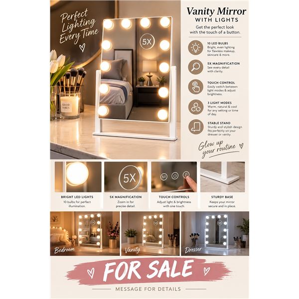 Hollywood Makeup Mirror 12 Bulbs, Magnifier