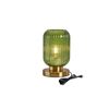 Image 2 : Feasey Green Glass Ribbed Table Lamp, 5.9in