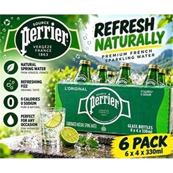Perrier Glass Bottles 6 Pack 330ml x 4