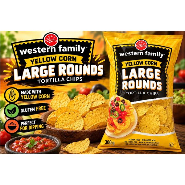 Western Family Yellow Corn Tortilla Chips 300g x 12