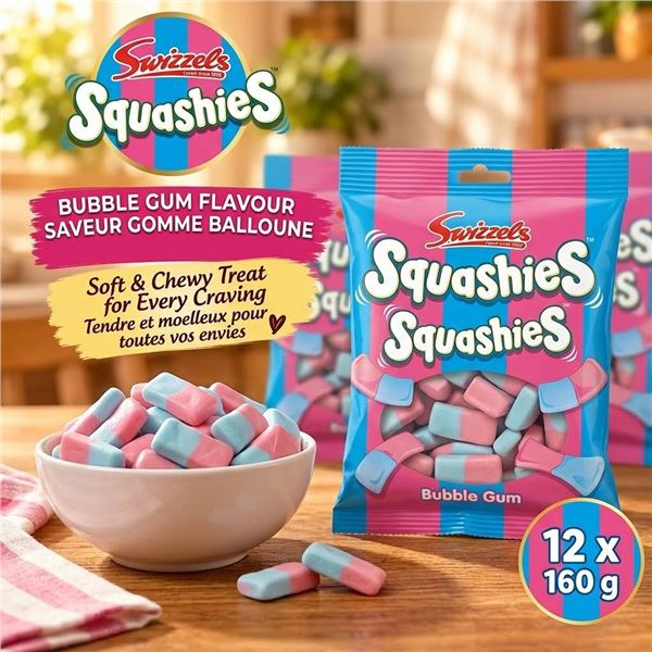 Squashies Bubble Gum Flavour Candy 12x160g