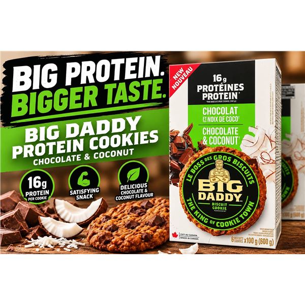 Lot of 2 - Big Daddy Chocolate Coconut Protein Cookies 6x100g each
