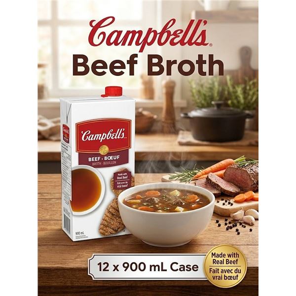Campbell's Beef Broth 12 x 900ml Cartons