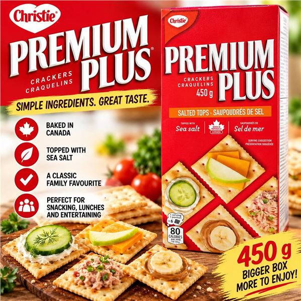 Christie Premium Plus Crackers 5 x 450g Boxes