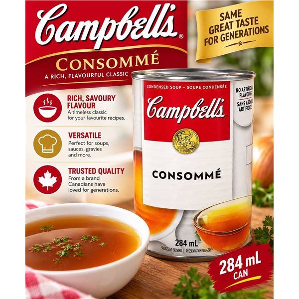 24 Cans Campbell's ConsommÃ© Soup 284mL Each