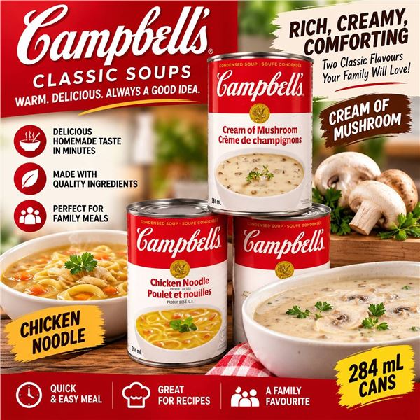 Campbell's Soup - 8 Cream of Mushroom, 7 Cream of Chicken