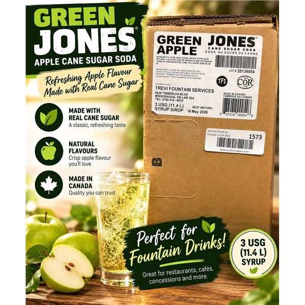 Jones Green Apple Cane Sugar Soda 11.4L Syrup