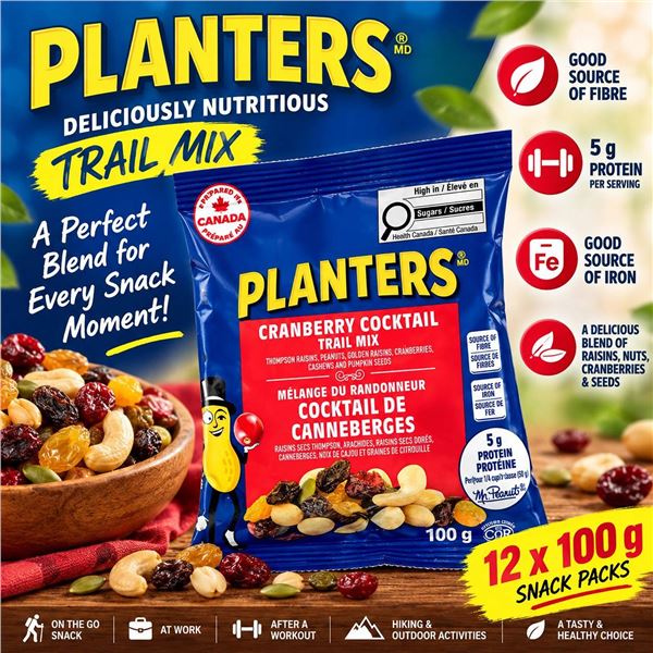 Planters Cranberry Trail Mix 12 x 100g Packs