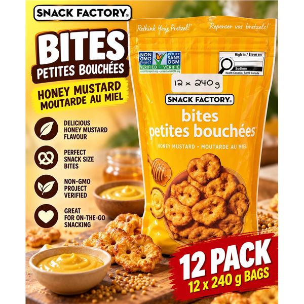 Snack Factory Pretzel Bites Honey Mustard 12 x 240g