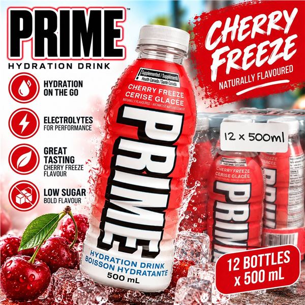 PRIME Cherry Freeze Hydration Drink 12x500ml