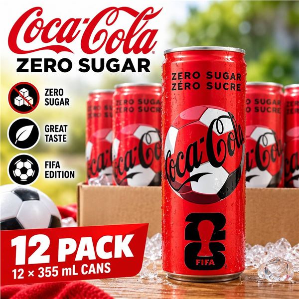 Lot of 12 Coca-Cola Zero Sugar FIFA Cans 355ml