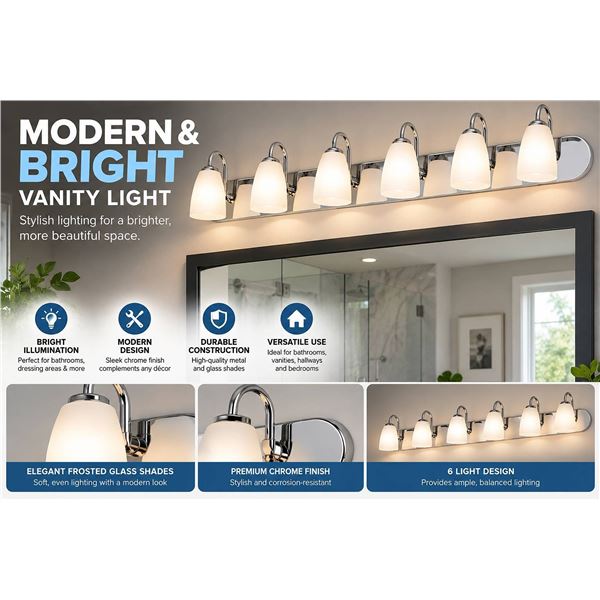 Progress Lighting Gather Collection 6-light Polished Chrome Vanity Light Model # P2714-15