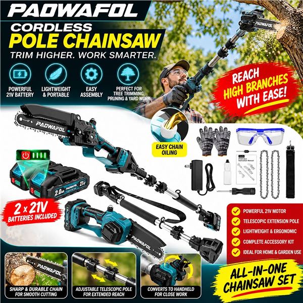 PAOWAFOL 2 in 1 Electric 6' Pole Saw **Color May Vary**