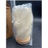 Image 4 : LED Table Lamp Vintage Style Striped Night Light Wood Base