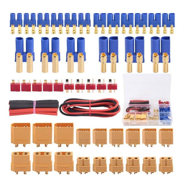 Glarks 76pcs T-Plug / XT60 / XT90 / EC3 / EC5 Male & Female Plug Adapter Connectors Kit [Including: 