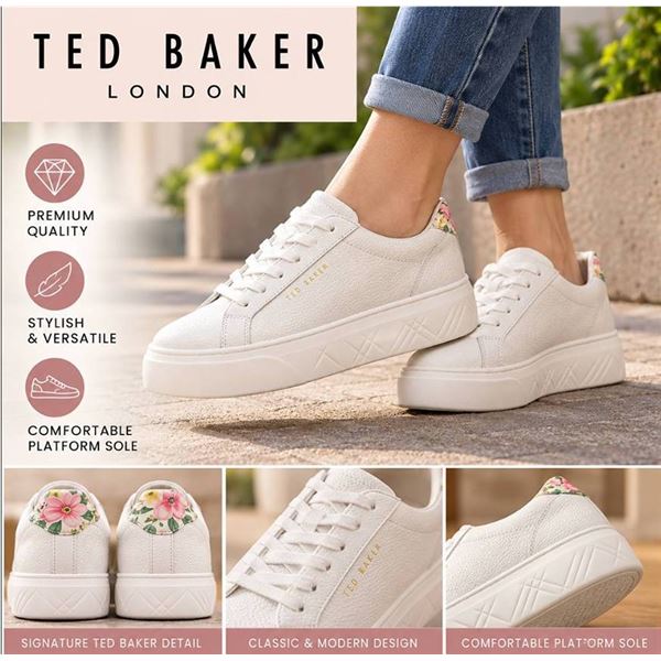 Ted Baker White Leather Sneakers Size 7