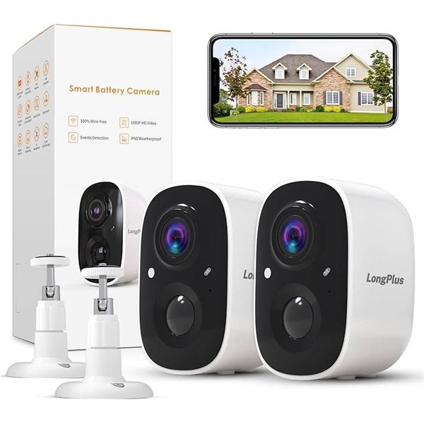 LongPlus Wireless Smart Battery Cameras 2-Pack