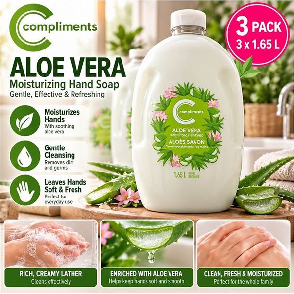 Compliments Aloe Vera Hand Soap 3x1.65L