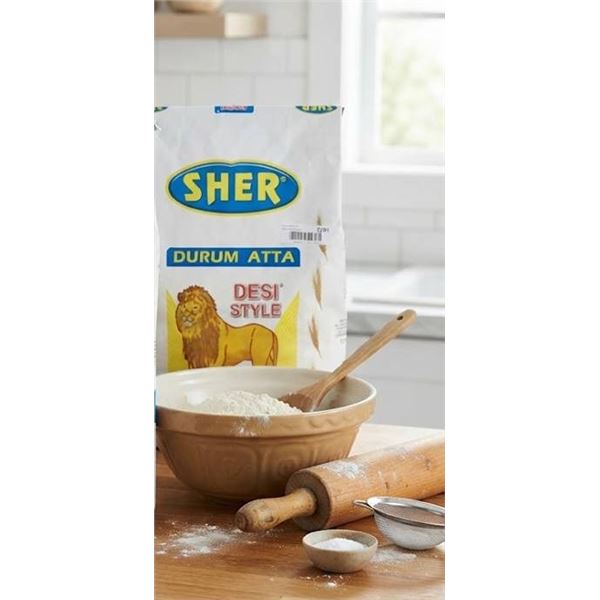 Sher Durum Atta Whole Wheat Flour 20 lb Bag