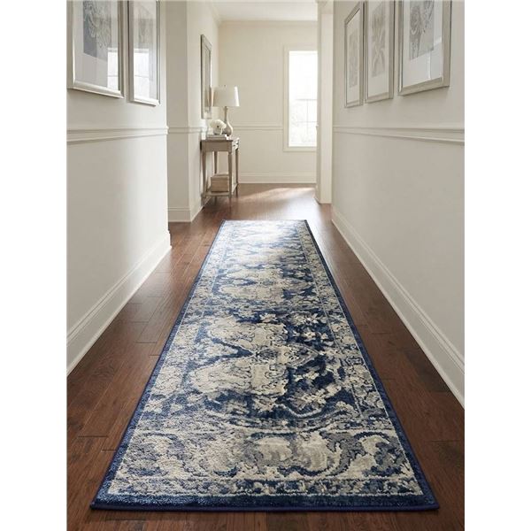 Eden Runner Rug 2'6" x 7' Navy Patterned