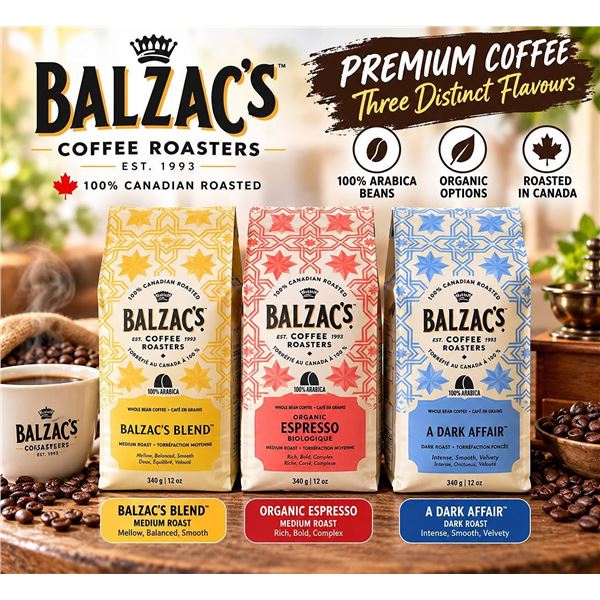 Balzac's Coffee Roasters 3x 340g Whole Bean Bags