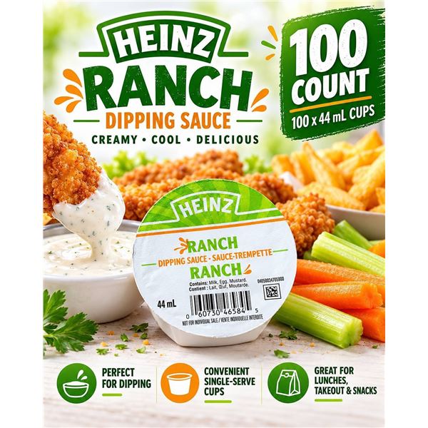 Heinz Ranch Dipping Sauce 100 x 44ml Cups