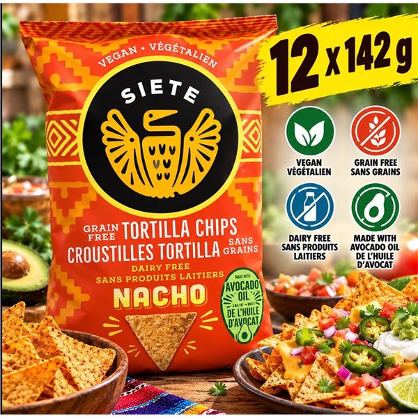 Siete Nacho Grain Free Tortilla Chips 12x142g