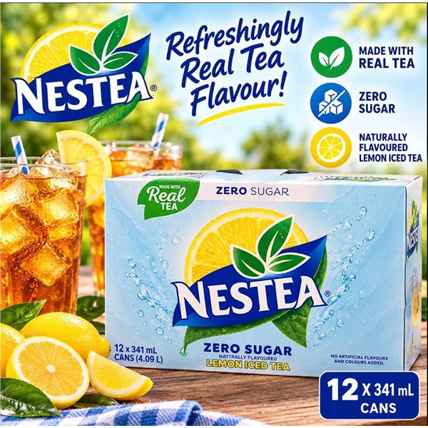 Nestea Zero Sugar Lemon Iced Tea 12 Pack x 341ml