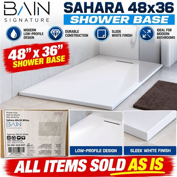 Bain Signature Sahara 48x36 White Shower Base