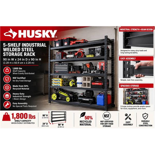Husky Steel Industrial 90in Shelving Unit