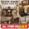 Image 1 : Wood Dining Table Base, Top, and 4 Chairs