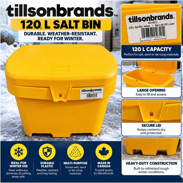 Tillsonbrands 120L Yellow Salt Bin
