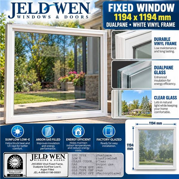 JELD-WEN Fixed Window White 1194x1194mm Dualpane