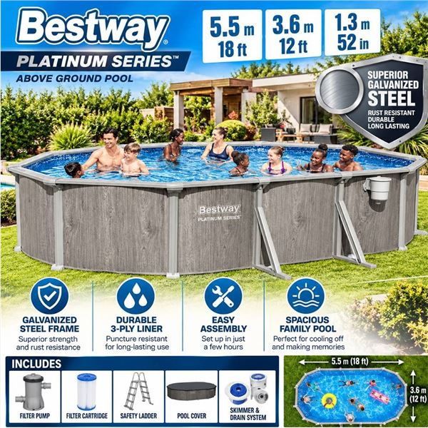 Bestway Steel Platinum Series 18ft Pool, 2 Boxes